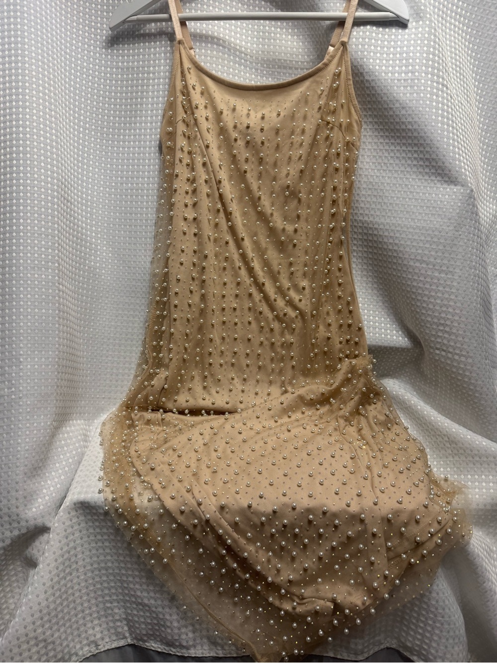 Haute Monde Nude Beaded Midi Slip Dress